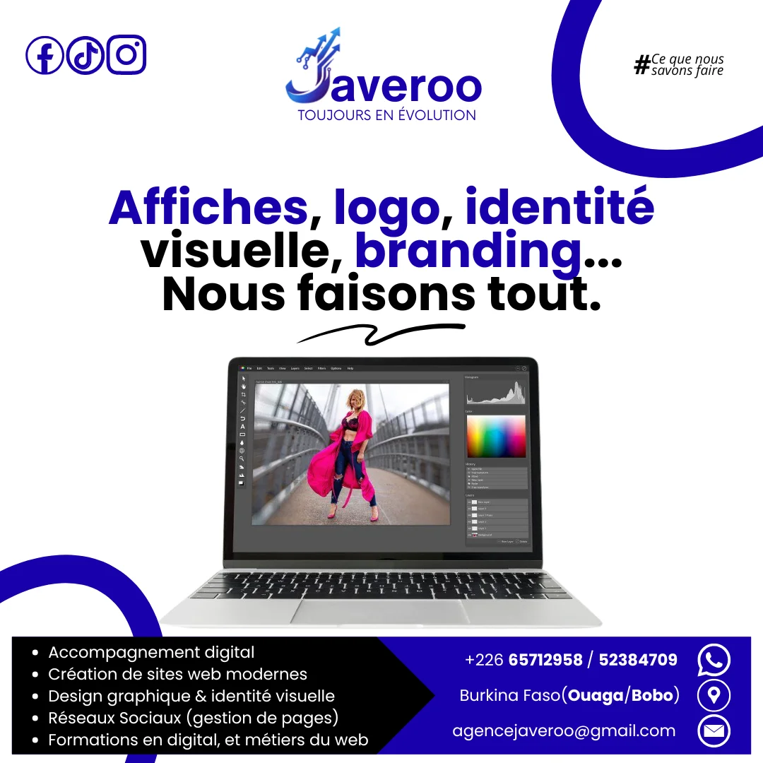 Design graphique, identité visuelle et branding par JAVEROO agence créative Ouagadougou